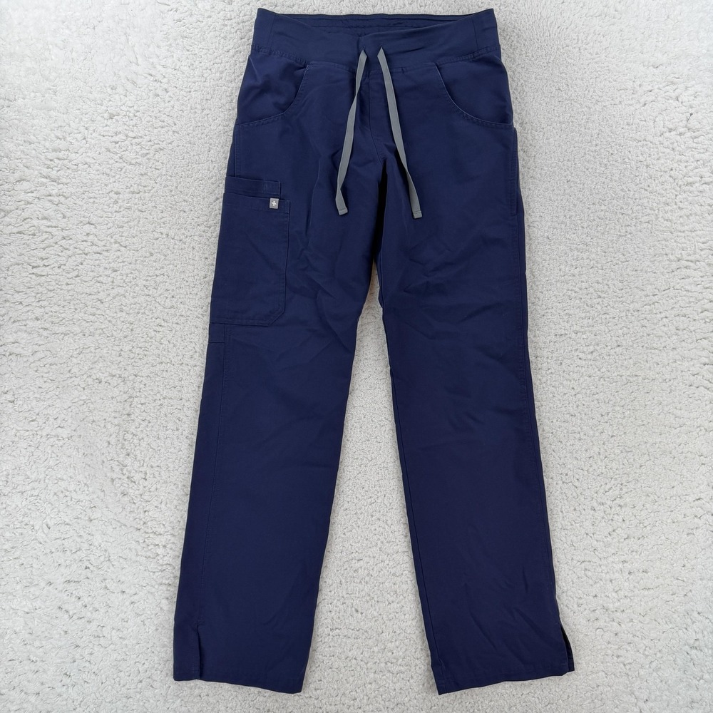 FIGS Kade Cargo Scrub Pants Womens XS Blue Straight Leg Drawstring T21004